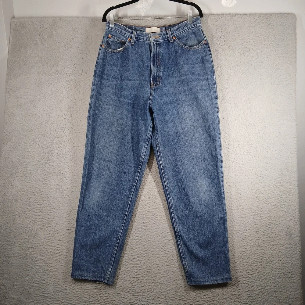 Vintage 90s GAP Reverse‎ Fit High Waisted Tapered Mom Jeans Regular Medium Wash